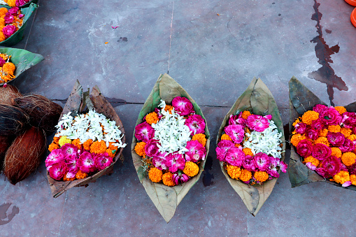 Indian Festival Diwali , pooja Thali or flower basket.