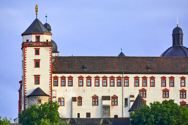 Wuerzburg, Germany - July 03, 2023: Marienberg Fortress in the evening. the landmark of the city of Würzburg, Bavaria