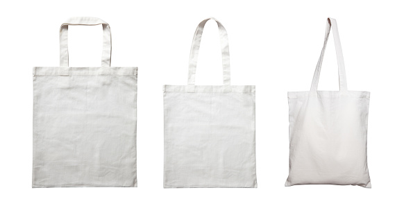 Set of fabric bags different options mockup isolated on white background