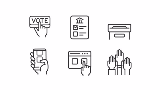 Animated thin line icon set representing voting