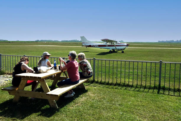 Netherlands. Texel. June 25. 2023. Visitors are having lunch on the tourist flight center of Texel