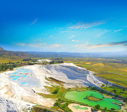 Pamukkale; Hierapolis; Denizli; Holiday; Turkey; Turkey Holiday; Mediterranean Region; Mediterranean Sea; Traverten; Historical Waters; Medicinal Water; Thermal Baths; Pamukkale Spa; Pamukkale Ruins