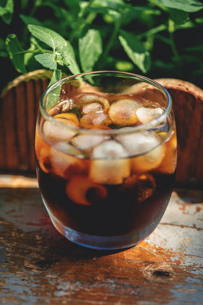 Ice Coffee On Wood Board
