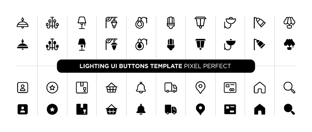Lighting UI buttons template for mobile app and web design
