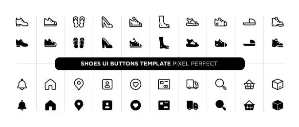 Vector illustration of Shoes user interface buttons template