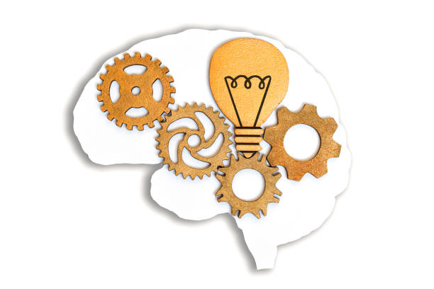 istock Wooden Cogs and Lightbulb Symbol in a Flat Human Brain Shape 1513934903
