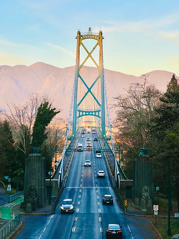 This is a overlook of Lions Gate Bridge From Stanley Park, Vancouver, British Columbia.