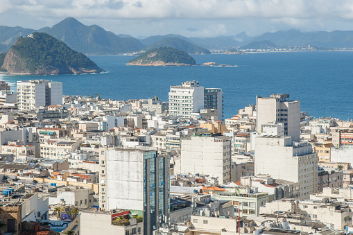 View of Copacabana neighborhood in Rio de Janeiro Brazil.