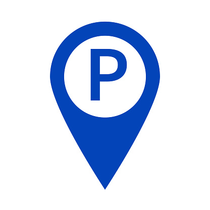 Modern parking map pin icon. Editable vector.