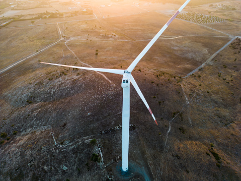 Aerial images of wind structures implemented with clean energy using wind