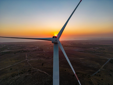 Aerial images of wind structures implemented with clean energy using wind