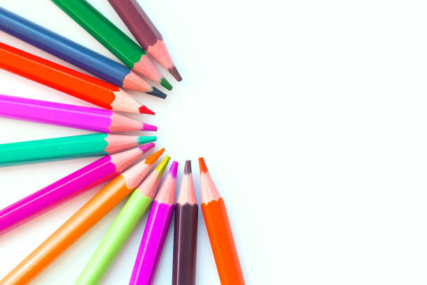istock Set of multicolored rainbow pensil isolated on white background 1514013281