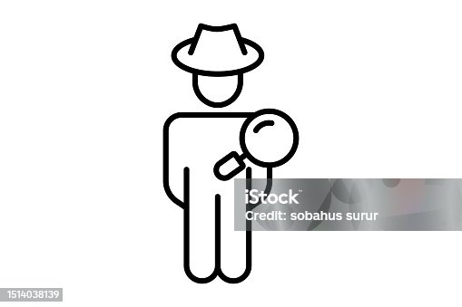 istock Fraud Detection icon. detector, people and Magnifying glass. Line icon style design. Simple vector design editable 1514038139