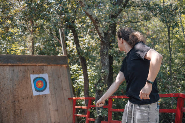 istock Trying shuriken at the Amusement park 1514063807