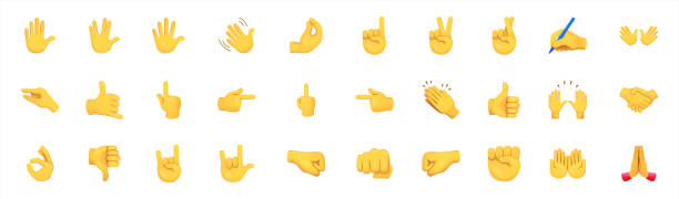 All type of hand emojis, gestures, stickers, emoticons flat vector illustration symbols set, collection. Hands, handshakes, muscle, finger, fist, direction, like, unlike, fingers collection, vector 10 eps. All type of hand emojis, gestures, stickers, emoticons flat vector illustration symbols set, collection. Hands, handshakes, muscle, finger, fist, direction, like, unlike, fingers collection emoticon stock illustrations