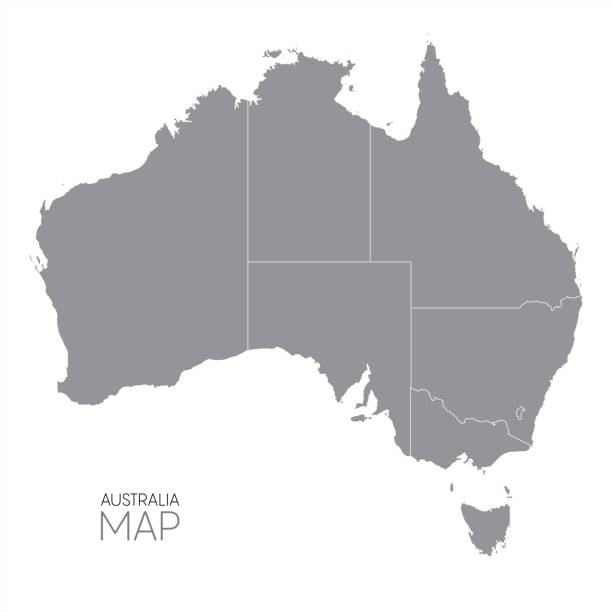 vector map of australia with borders of states, vector 10 eps. vector map of australia with borders of states, vector 10 eps. australia cartography map queensland stock illustrations