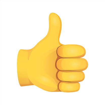 Thumbs Up Hand Emoji Icon Illustration Sign. Human Gesture Vector Symbol Emoticon Design Vector 10 eps.