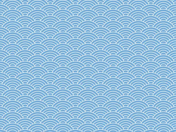 Vector illustration of Wave simple seamless blue pattern, vector 10 eps.
