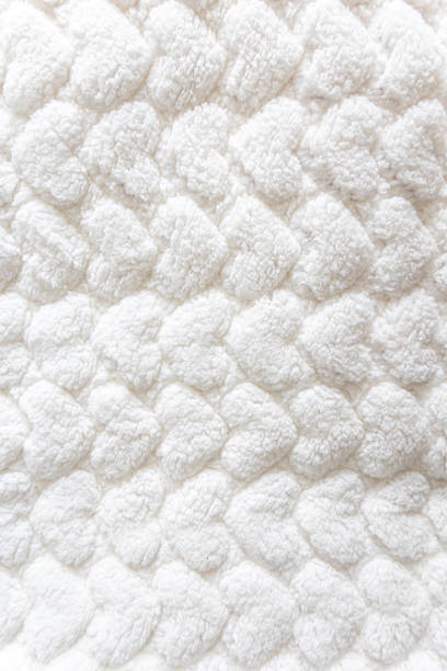 Close up white texture of baby blanket. stock photo