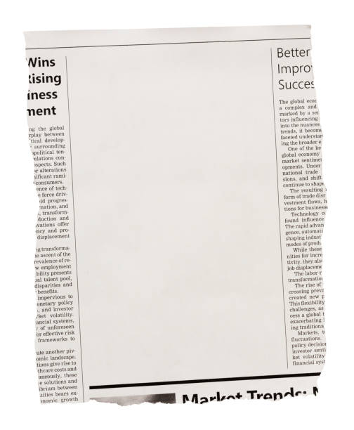 newspaper clipping with blank space for your copy - newspaper business close up nobody imagens e fotografias de stock