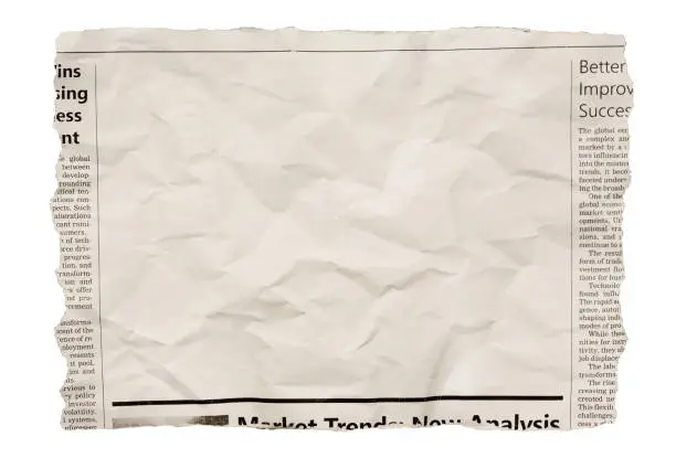 Photo of Wrinkled newspaper clipping with blank space for your copy