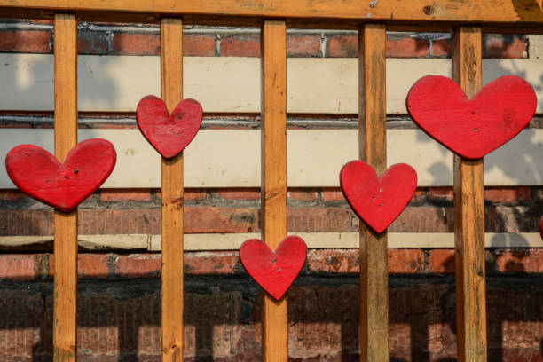 istock Wooden red hearts for decoration 1514171361