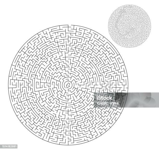 Medium Difficulty Pattern Medium Difficulty Circular Maze Illustrations With Solution Stock ...