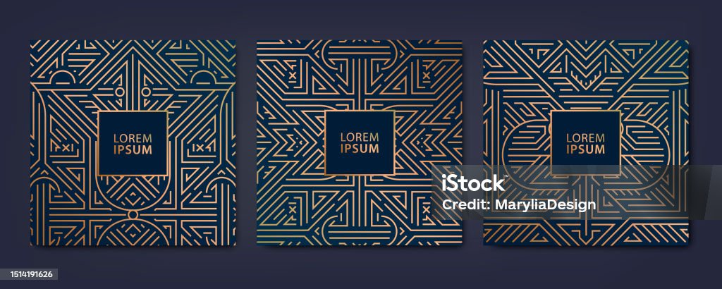 Fancy Card Patterns Vector Set Of Art Deco Luxury Patterns Geometric Fancy Cards ...