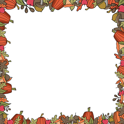 istock autumn elements frame. great gor thanksgiving invitation template or postcard. use this cozy fall leave,  sunflowers, maple, pumpkin and many more illustrations for  your beautiful design 1514213478