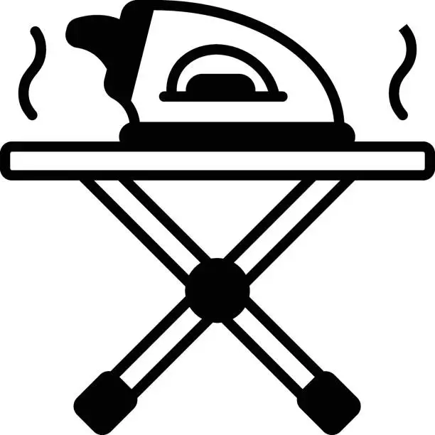 Vector illustration of Iron with Ironing Boards concept, Irons and Garment Steamers Stands vector icon design, Housekeeping symbol, Office caretaker sign, porter or cleanser equipment stock illustration