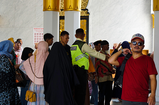 Solo, Indonesia - June 3, 2023 : Muslims from across Indonesia gathered at the Sheikh Zayed Grand Mosque in Solo, Indonesia, to perform worship.\