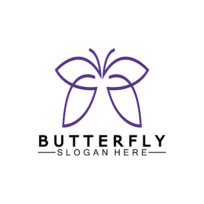 Simple Butterfly monoline logo-Vector illustration