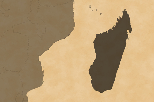 Africa map series with Madagascar, old paper, with borders