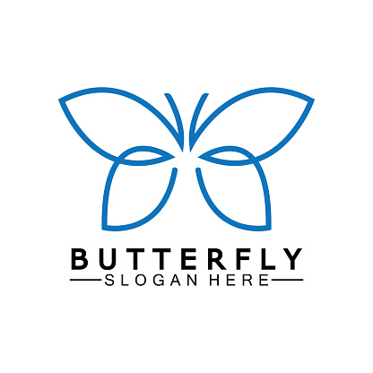 Simple Butterfly monoline logo-Vector illustration
