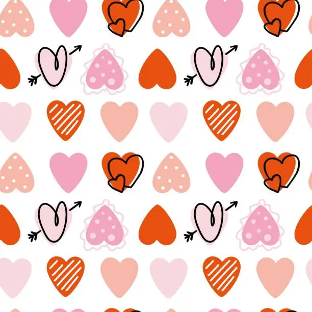 Vector illustration of San Valentine's Day. Love. Celebration. Seamless pattern for fabric, wrapping, textile, wallpaper, apparel.