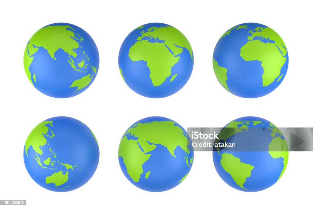 Map Angled Different Angles Globe World Maps Stock Photo - Download Image Now ...