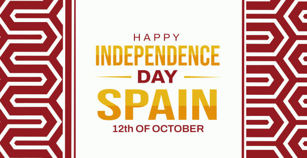 Happy Independence Day of Spain background. 12th of october Spain independence day wallpaper Happy Independence Day of Spain background. 12th of october Spain independence day wallpaper hispanic day stock illustrations