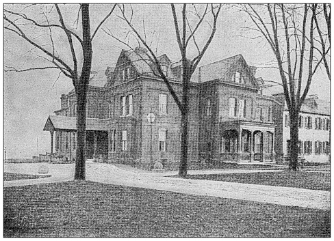 Antique image from British magazine: House in which Admiral Cervera resided during his captivity in Annapolis