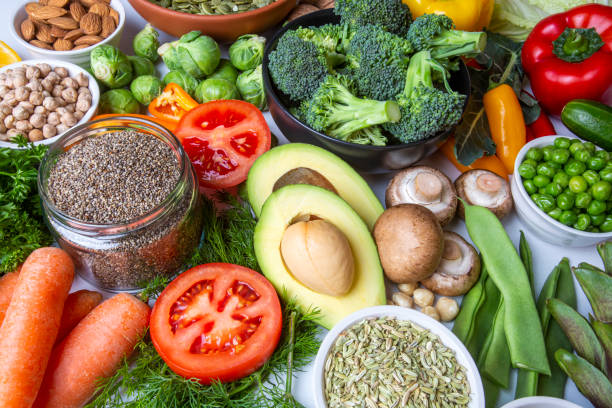 istock Healthy diet vegetables background. Clean and detox eating. 1514435169
