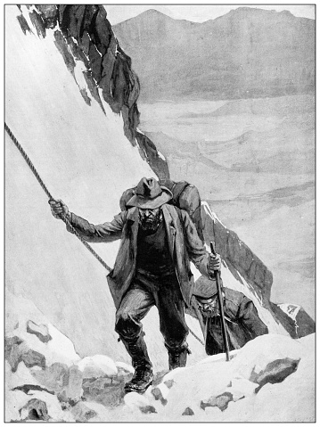 Antique image from British magazine: Mountain Climbing