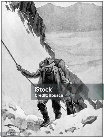 istock Antique image from British magazine: Mountain Climbing 1514437812