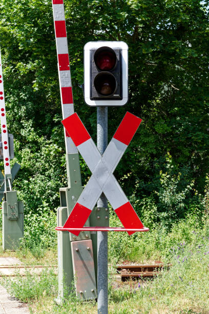 istock Reference to a level crossing, traffic lights and St. Andrew's cross 1514454036