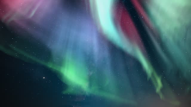 Aurora Green and Red with Milky Way Galaxy