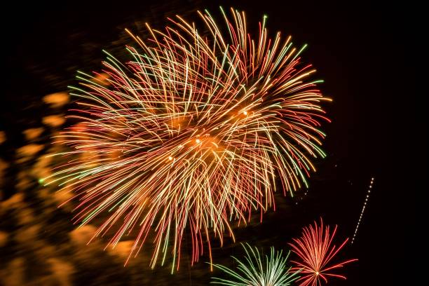 istock Fireworks in the foreground that color the night sky 1514482383