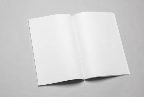 istock Blank white open magazine mockup on gray background 1514496721