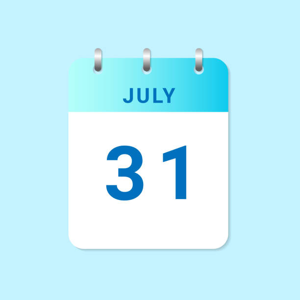 ilustrações, clipart, desenhos animados e ícones de calendário diário de 31 de julho mês em nota de papel branco - today reminder note pad writing
