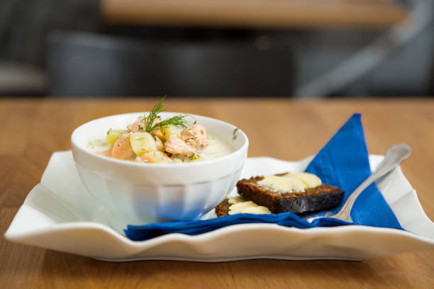 A bowl of Finnish fish soup Lohikeitto