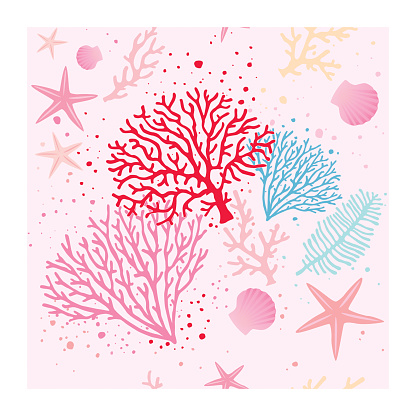 vector, coral seamless pattern, coral illustration, seamless pattern