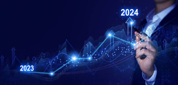 istock Increase arrow graph corporate future growth year 2024. Planning,opportunity, challenge and business strategy. New Goals, Plans and Visions for Next Year 2024 1514640136