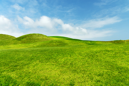 Crete Senesi green fields in spring Tuscany Italy